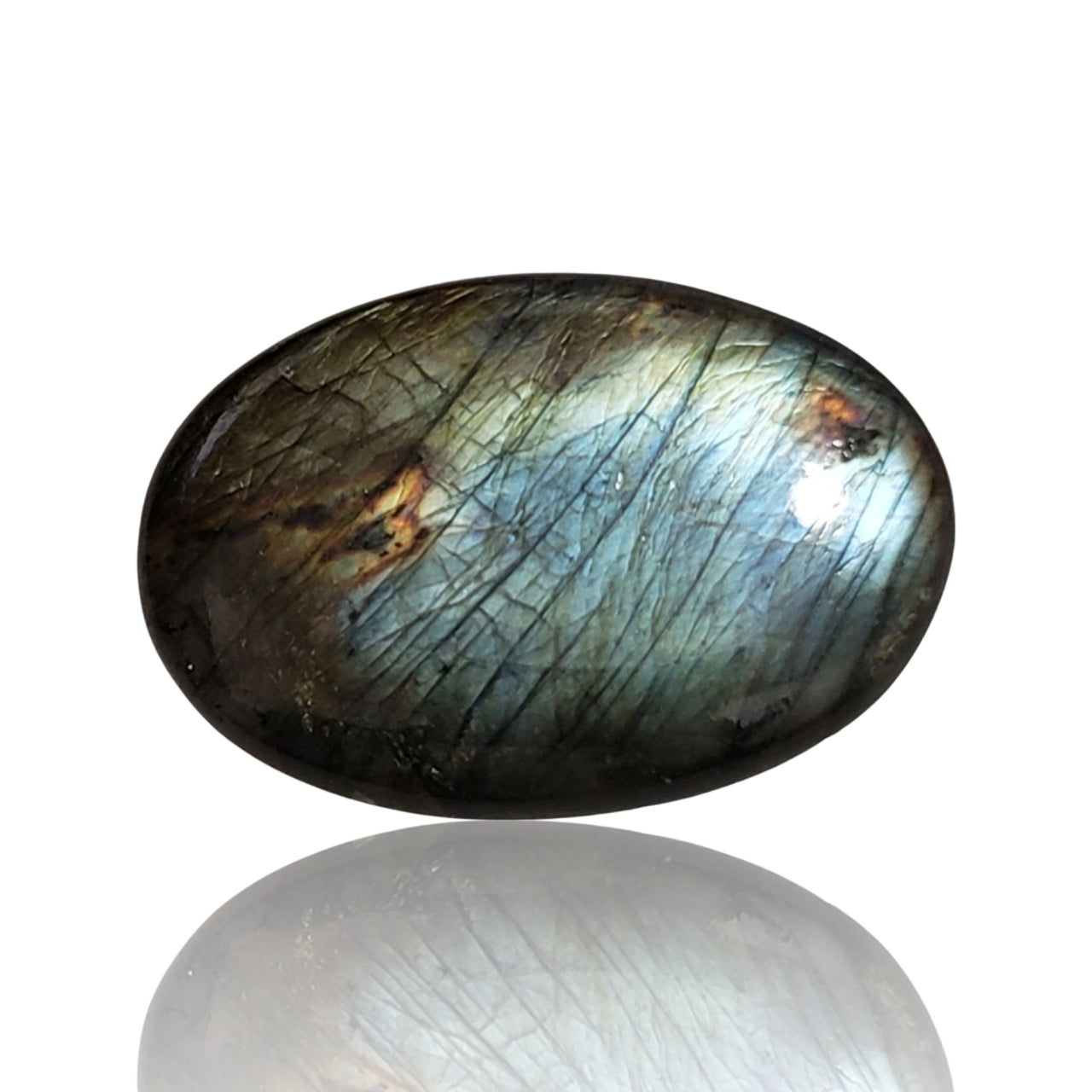 39Ct Natural Labradorite Cabochon. Size is 35x24mm