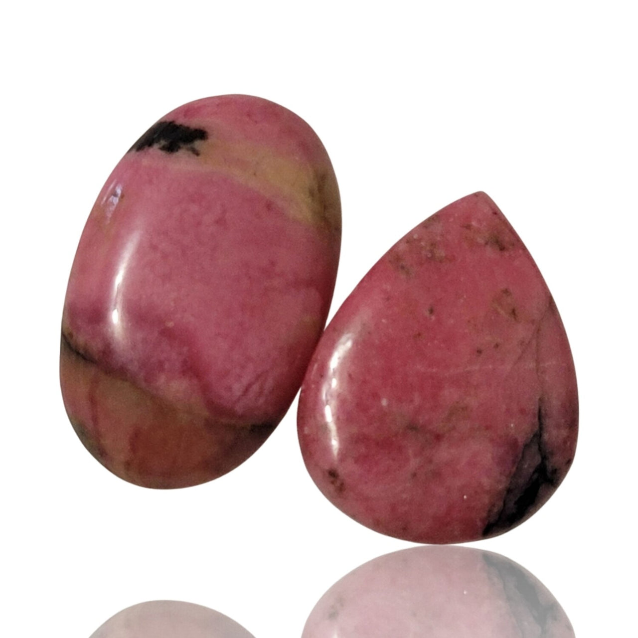 2Pcs Natural Rhodonite Cabochon Lot