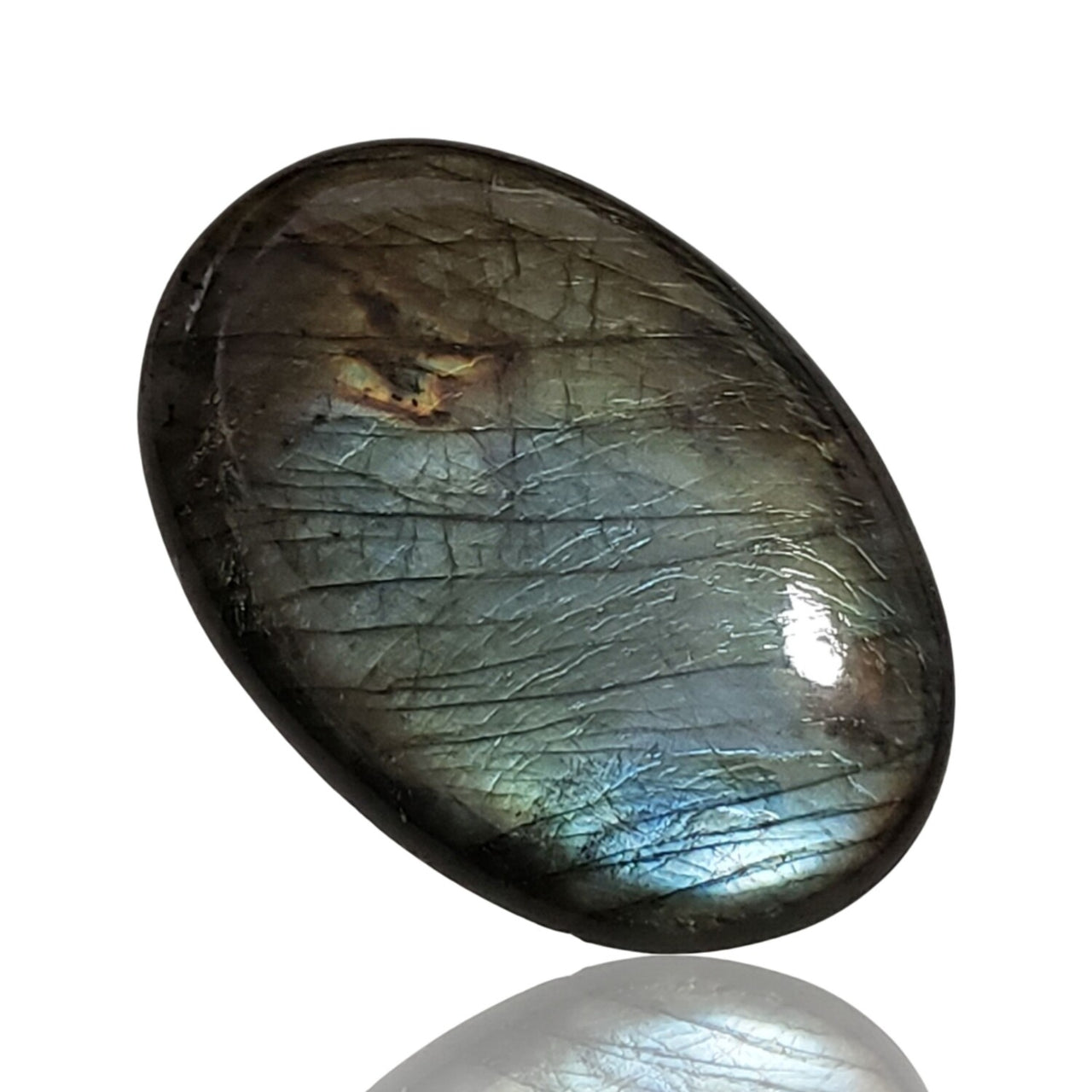 39Ct Natural Labradorite Cabochon. Size is 35x24mm