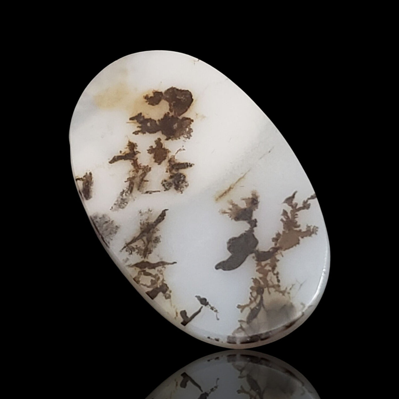 16.5Ct Natural Scenic Dendritic Montana Agate Slice Cabochon. Size- approx. 33x21mm