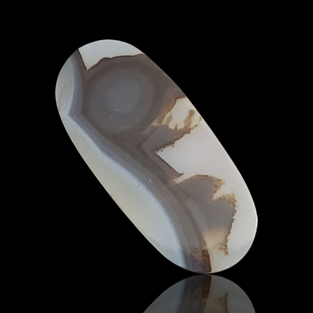 6Ct Natural Scenic Dendritic Montana Agate Slice Cabochon. Size- approx. 26x12mm