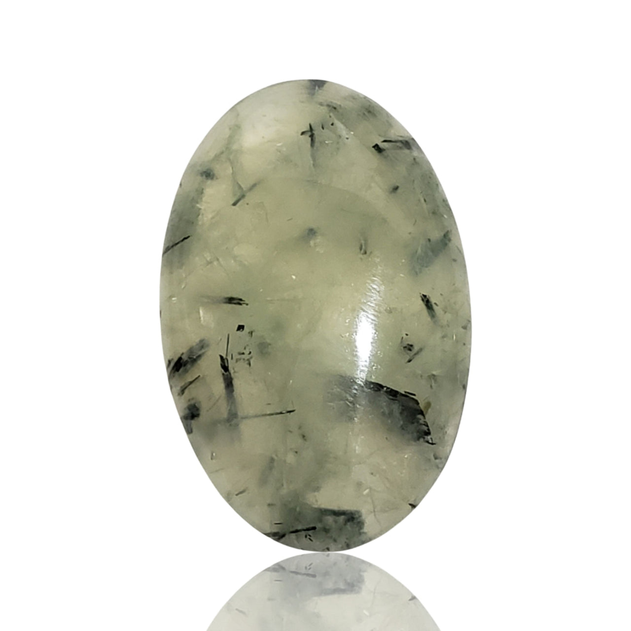 42Ct Natural Rutilated Prehnite Cabochon. Size- approx. 32x21mm