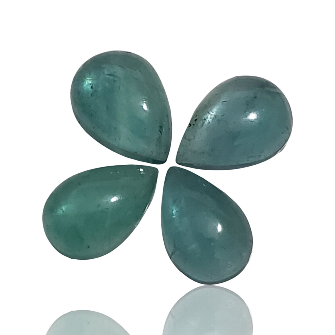 4 Pcs Natural Blueish-green Fluorite Cabochon Lot. Size- approx. 14x9mm each