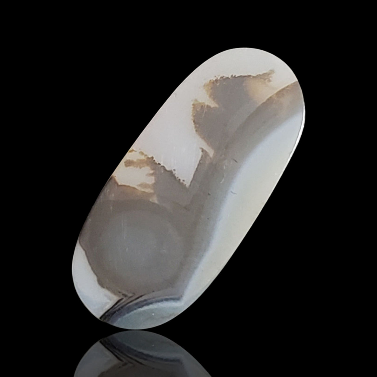 6Ct Natural Scenic Dendritic Montana Agate Slice Cabochon. Size- approx. 26x12mm