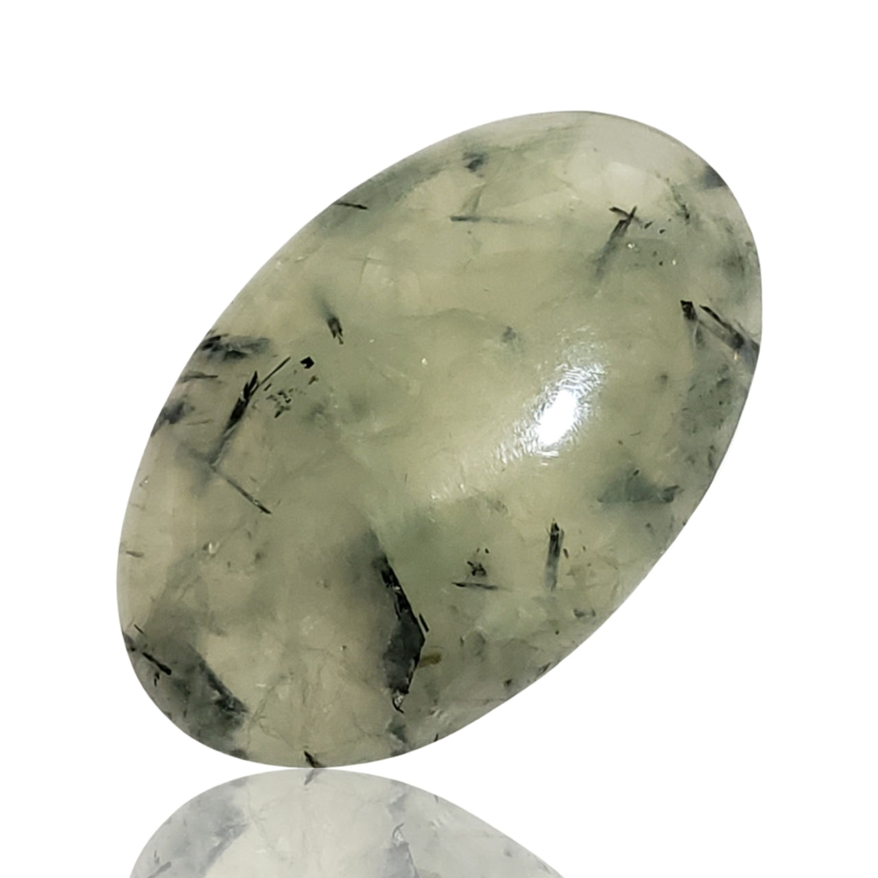 42Ct Natural Rutilated Prehnite Cabochon. Size- approx. 32x21mm