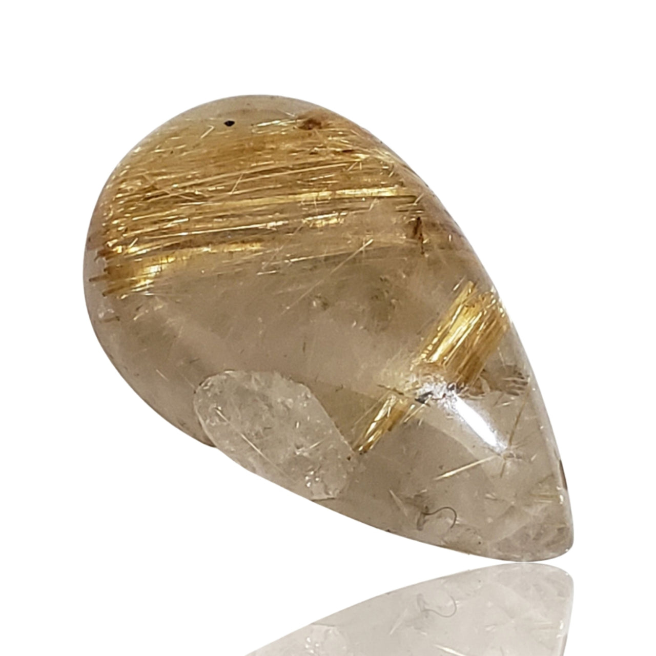 24Ct Natural Golden Rutile Quartz Cabochon. Size- approx. 28x17mm