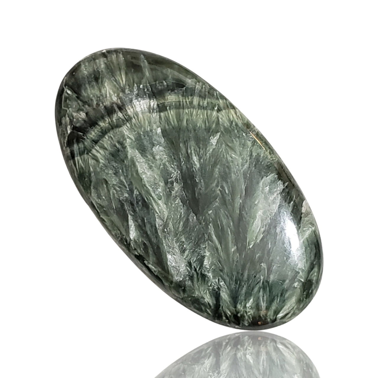 46Ct Natural Seraphinite Cabochon. Size- approx. 44x23mm