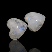 Thumbnail for 16Ct 2Pcs Natural Rainbow Moonstone Heart Cabochons. Size- approx. 15x14mm each