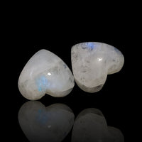 Thumbnail for 16Ct 2Pcs Natural Rainbow Moonstone Heart Cabochons. Size- approx. 15x14mm each