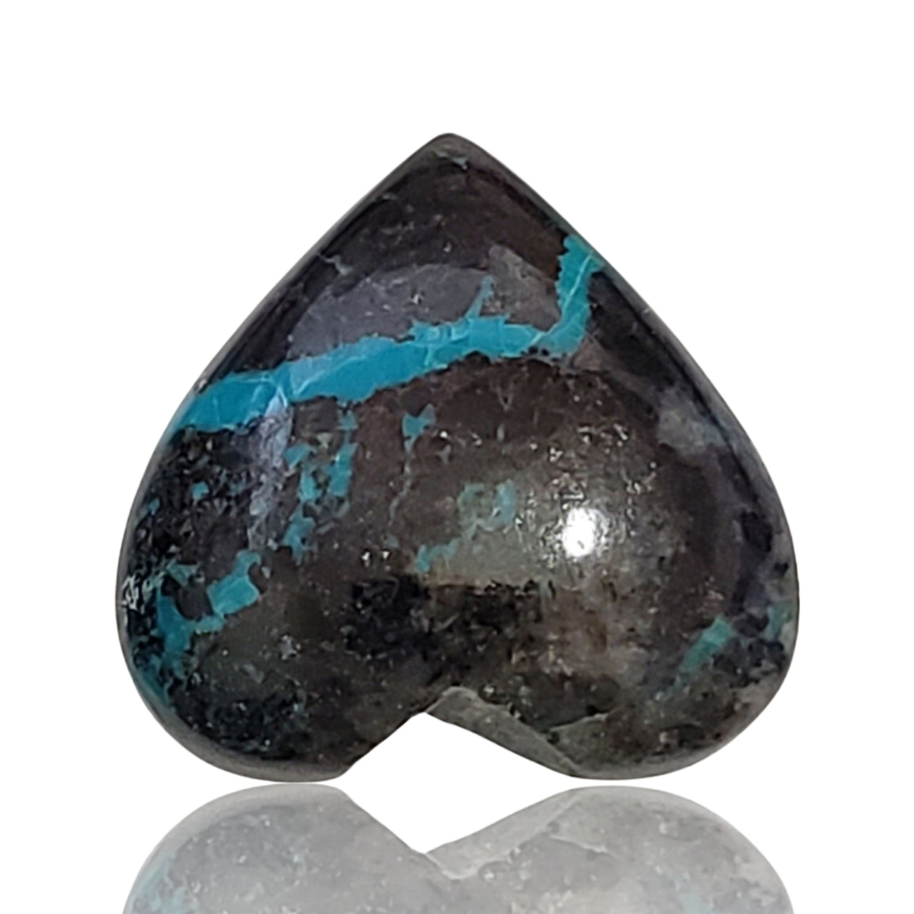 13Ct Natural Azurite with Black Tenorite Cabochon. Size- approx. 17x17mm