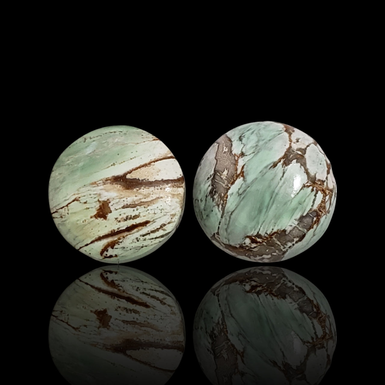 20Ct 2PCs Natural Variscite Cabochon Pair. Size- approx. 16.8mm and 16.25mm