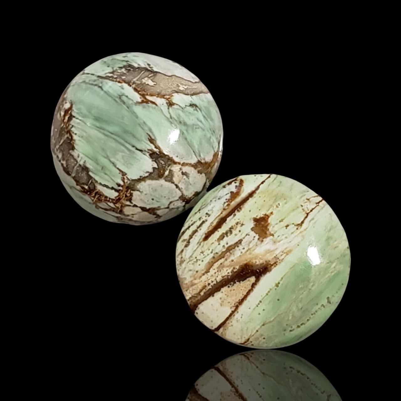 20Ct 2PCs Natural Variscite Cabochon Pair. Size- approx. 16.8mm and 16.25mm