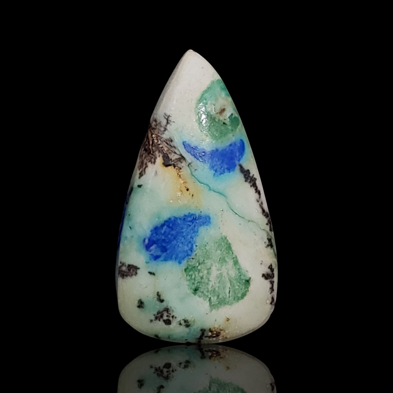 31.5Ct RARE! Natural Peruvian Crystalised Azurite Turquoise Silica Cabochon. Size- approx. 28x16mm