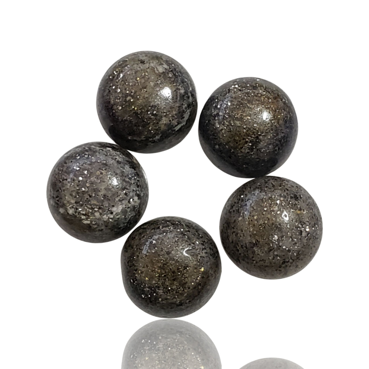 35Ct 5Pcs Natural Shimmering Galaxy Aventurine Quartz Cabochons. Size- approx. 12mm each