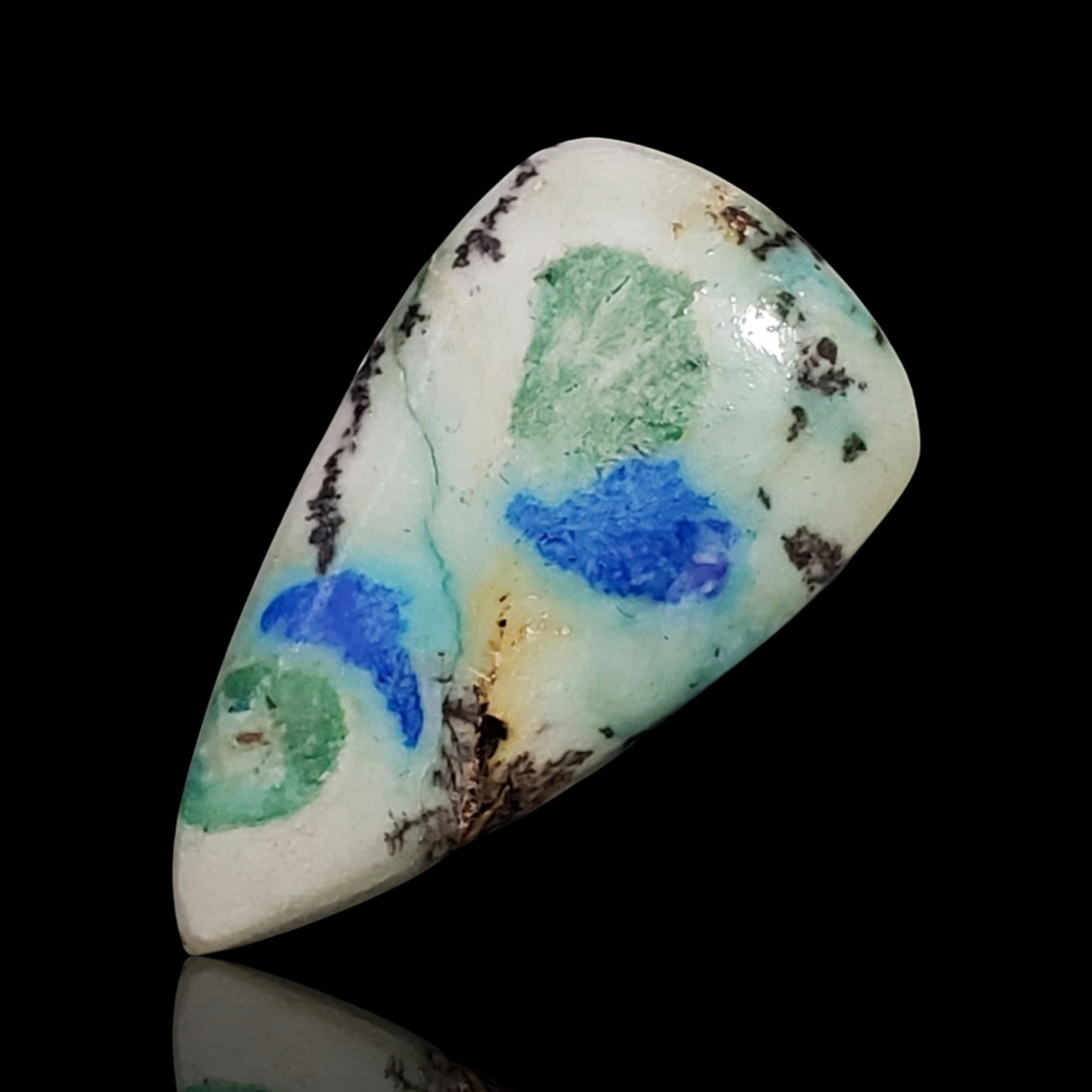 31.5Ct RARE! Natural Peruvian Crystalised Azurite Turquoise Silica Cabochon. Size- approx. 28x16mm