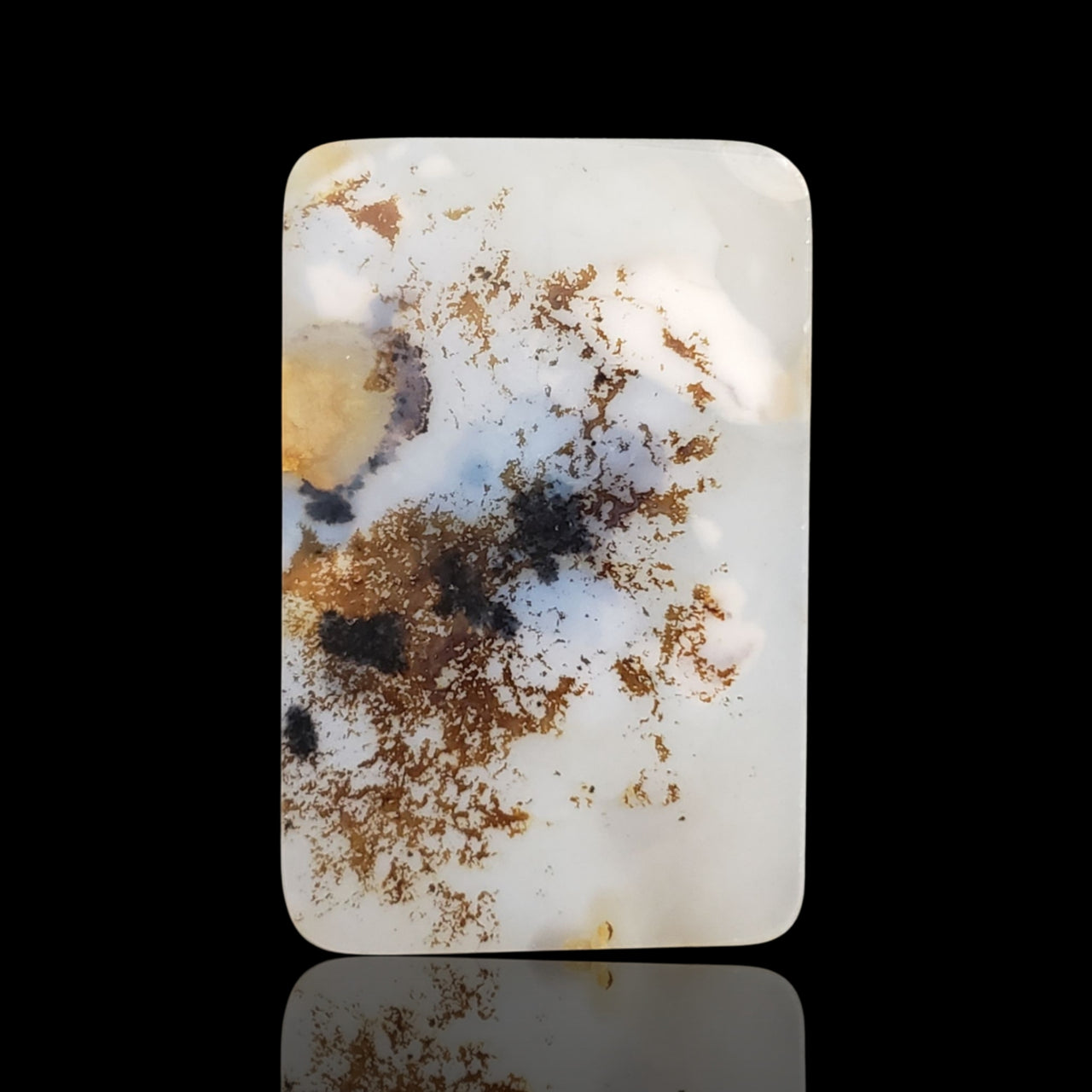 35Ct Natural Scenic Dendritic Montana Agate Slice Cabochon. Size- approx. 40x26mm