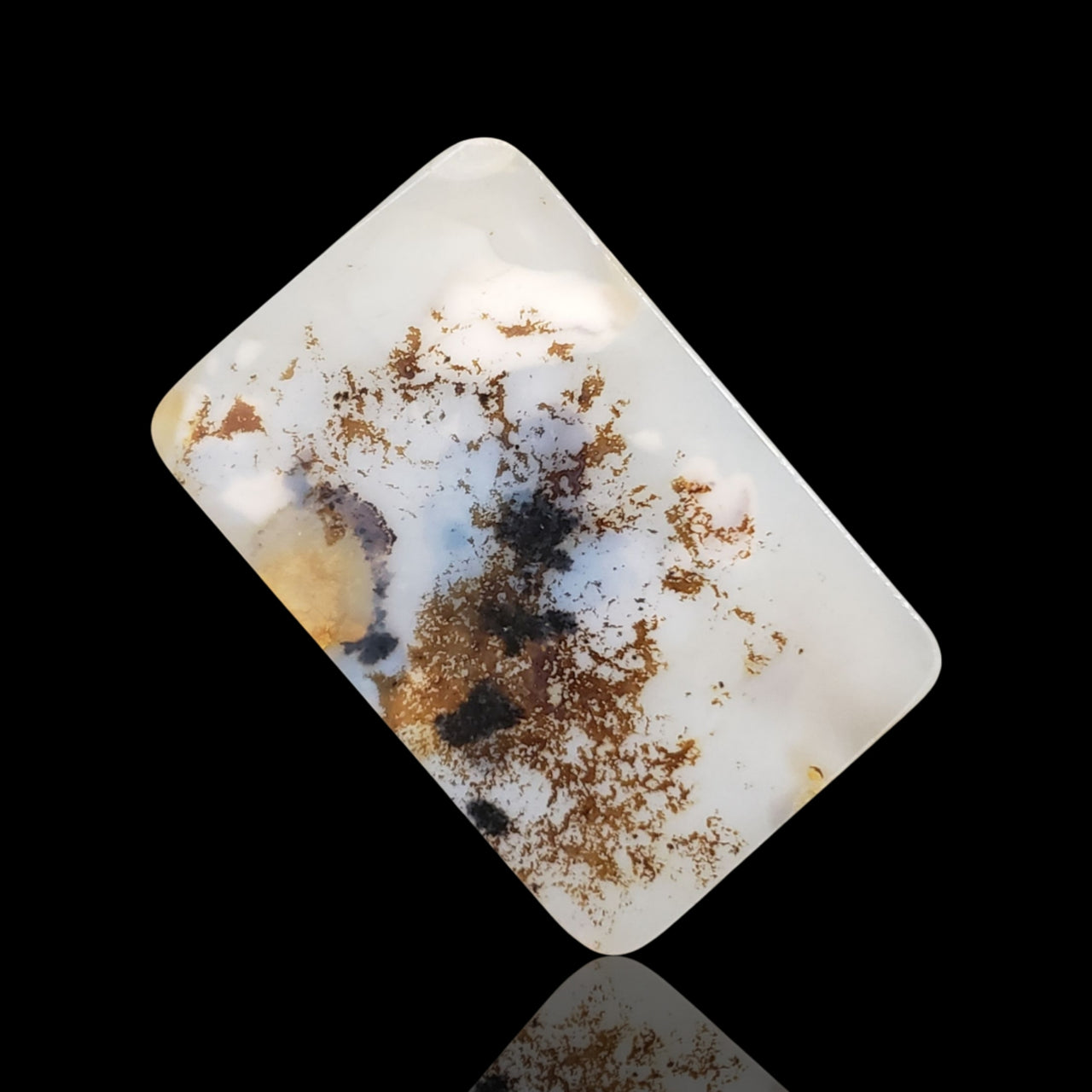 35Ct Natural Scenic Dendritic Montana Agate Slice Cabochon. Size- approx. 40x26mm