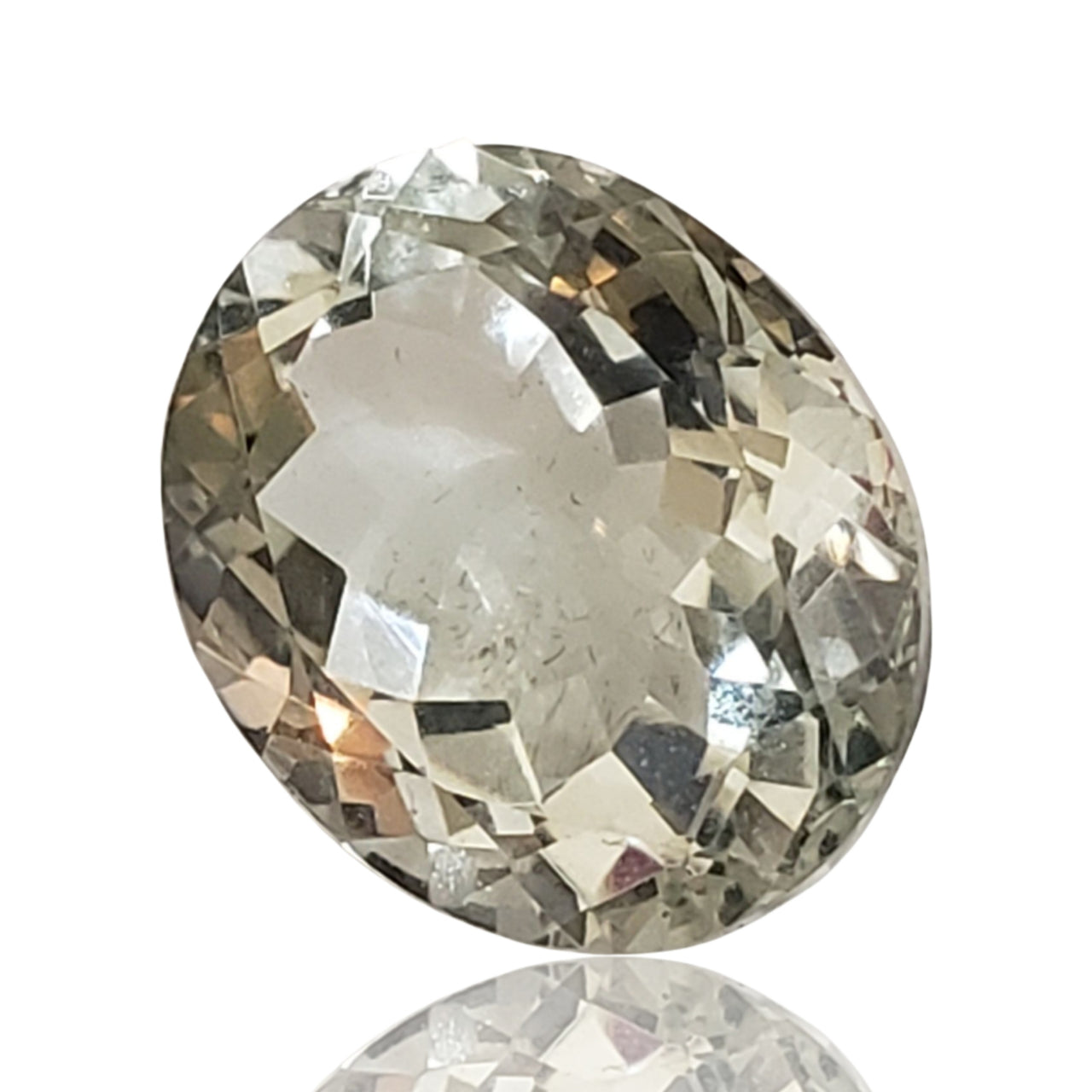 13.5Ct Natural Light Green Amethyst/Prasiolite Faceted. Size- approx. 17x14x9mm