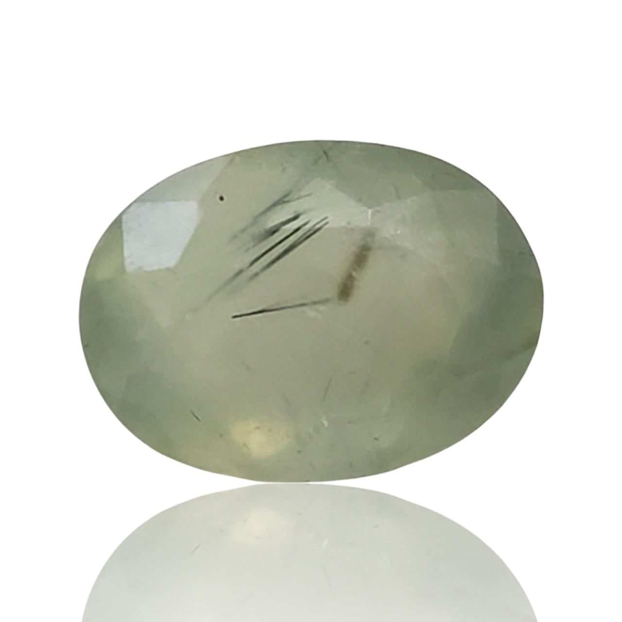 8Ct Natural Rutilated Prehnite Faceted. Size- approx. 16x12x9mm