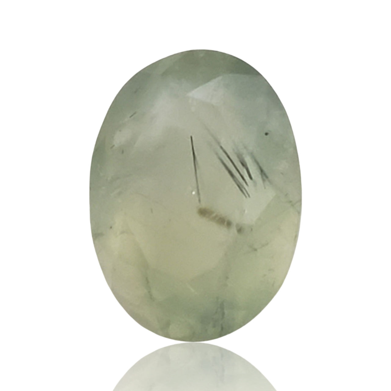 8Ct Natural Rutilated Prehnite Faceted. Size- approx. 16x12x9mm