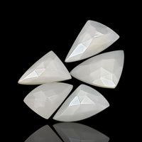 Thumbnail for 29Ct 5Pcs Natural Silky White Moonstone Rose Cut Flat Base Cabochon Lot