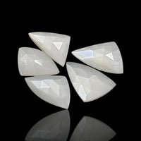 Thumbnail for 29Ct 5Pcs Natural Silky White Moonstone Rose Cut Flat Base Cabochon Lot