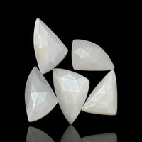 Thumbnail for 29Ct 5Pcs Natural Silky White Moonstone Rose Cut Flat Base Cabochon Lot