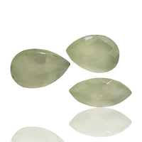 Thumbnail for 25Ct 3Pcs Natural Prehnite Checker Cut LOT. No flat base. Length range- approx. 15mm to 17mm