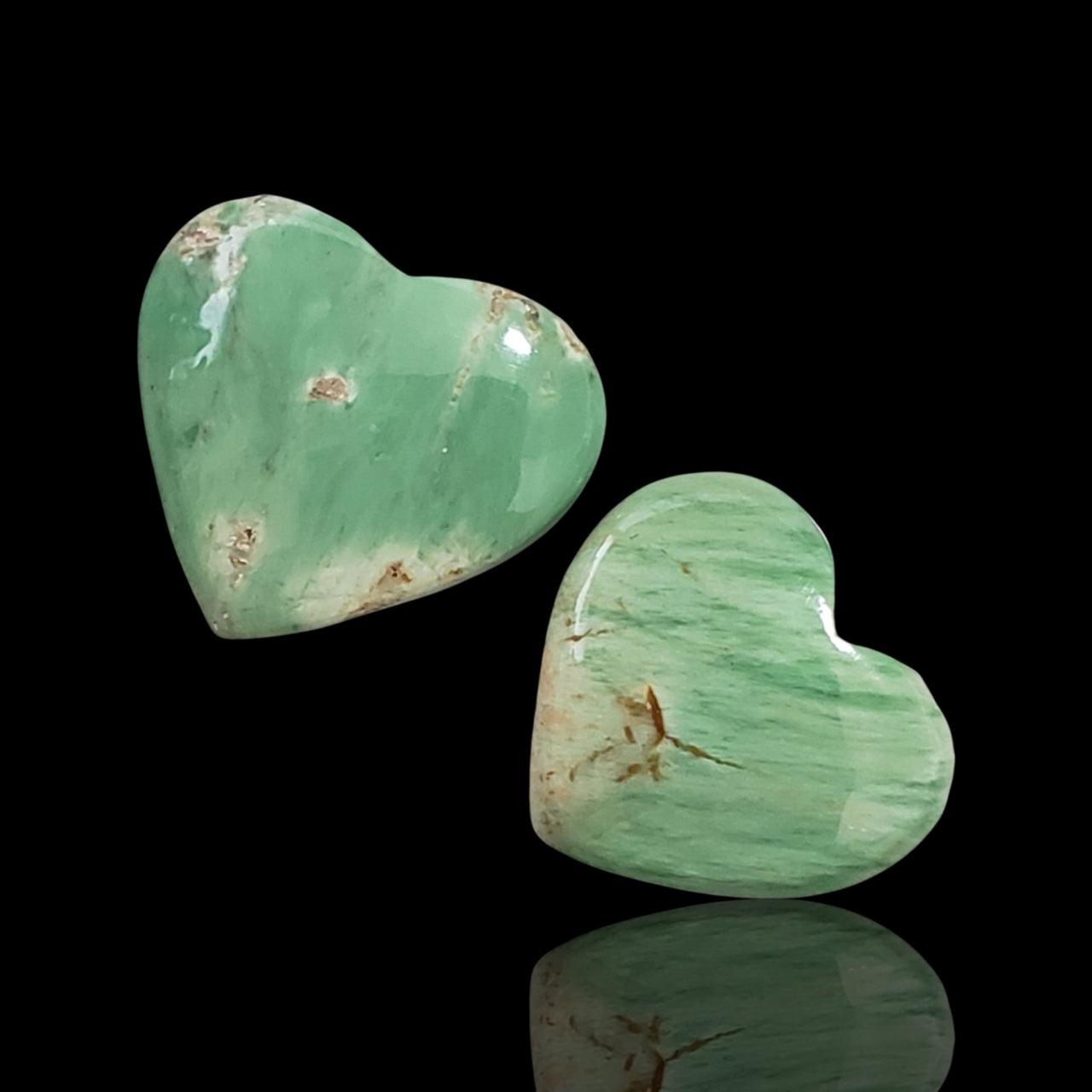 13.5Ct 2Pcs Natural Variscite Heart Cabochons. Size- approx. 16x14mm and 15x13mm