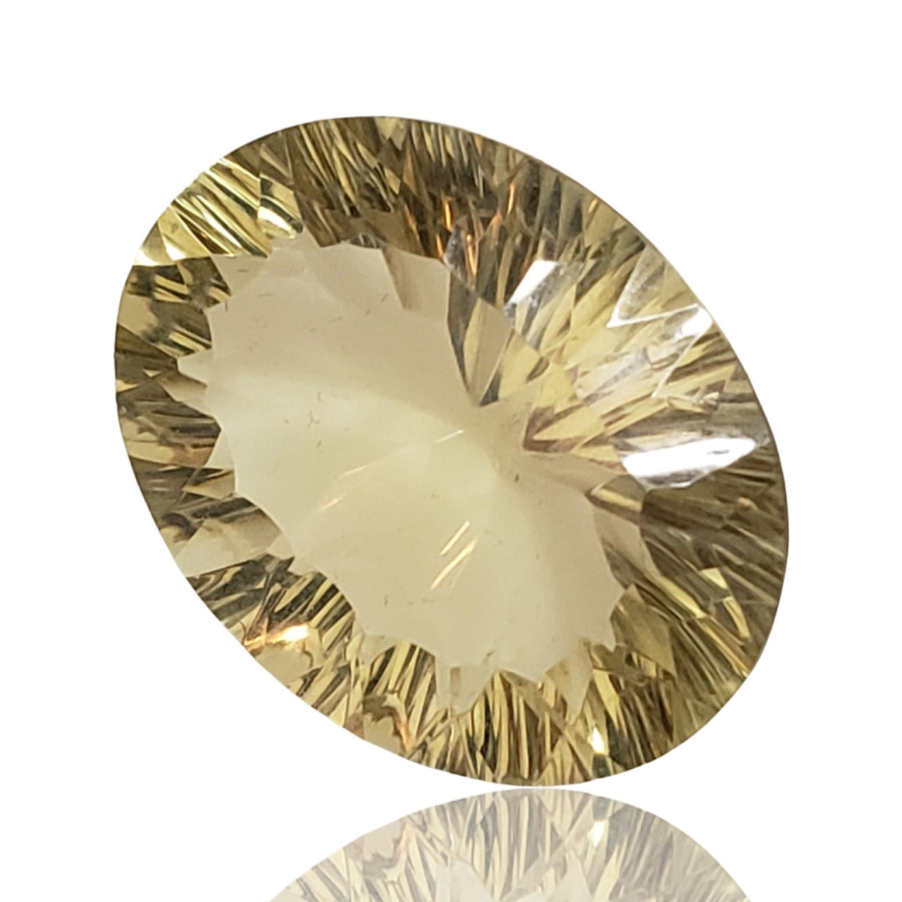 30Ct Natural Greenish-Yellow Lemon Citrine Concave Cut . Size- approx. 26x20x11mm