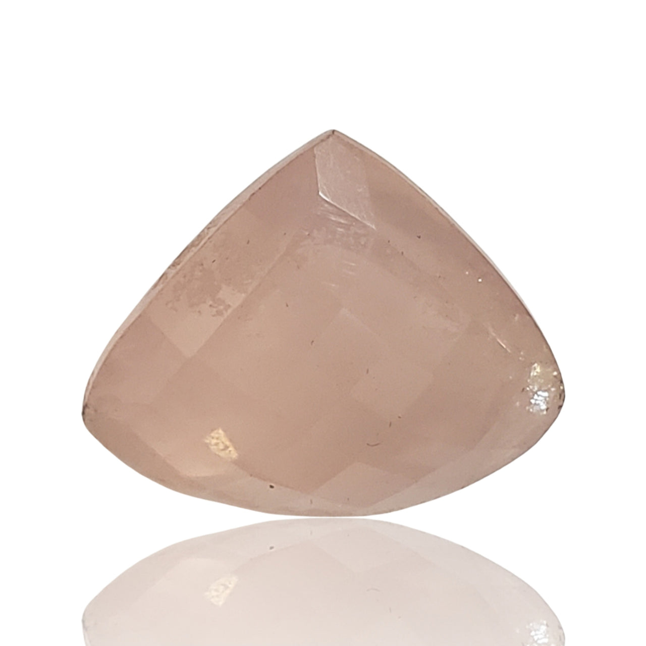 32Ct Natural Rose Quartz Checker Cut Faceted. No flat base. Size- approx. 24x20x14mm