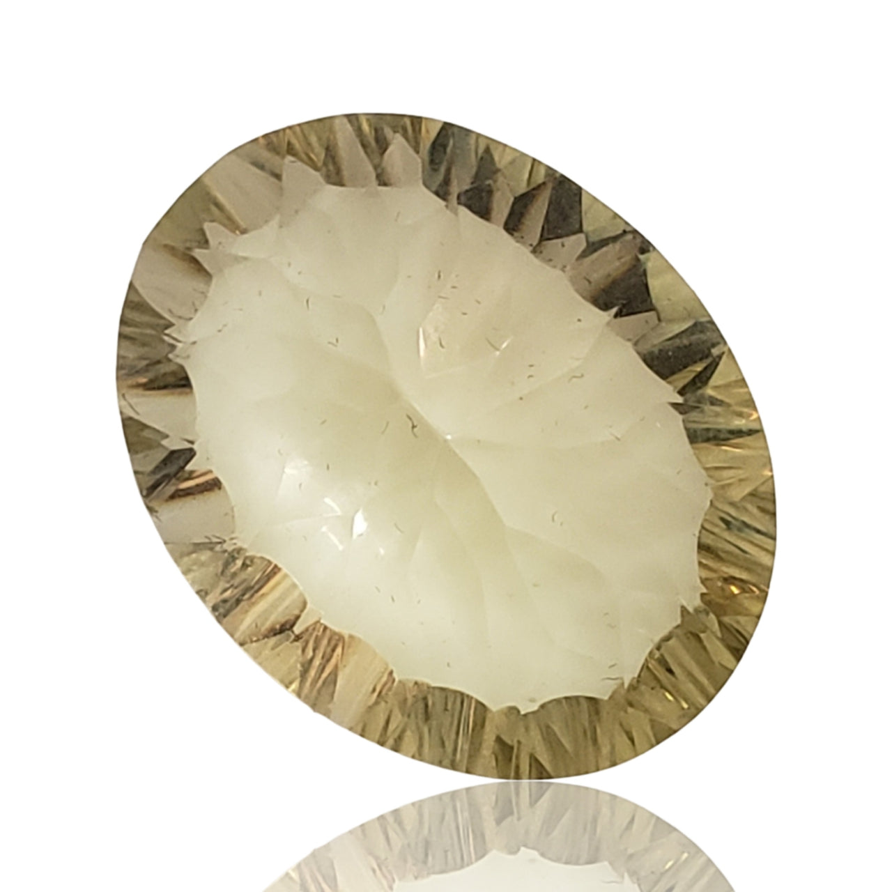 30Ct Natural Greenish-Yellow Lemon Citrine Concave Cut . Size- approx. 26x20x11mm