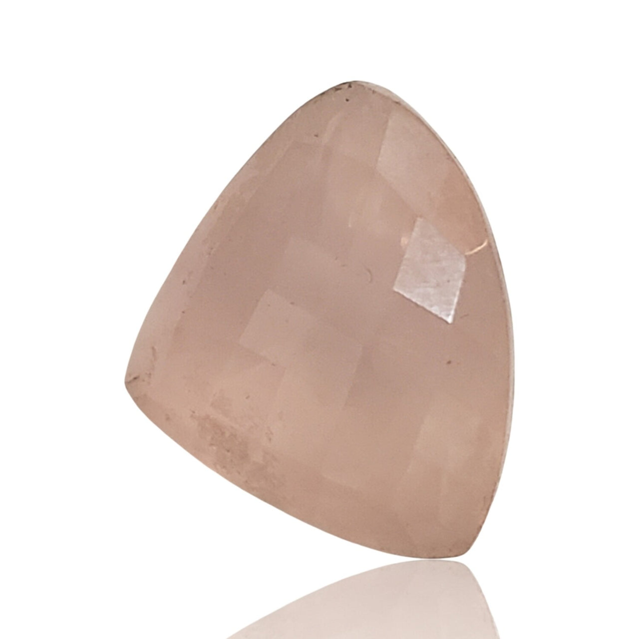 32Ct Natural Rose Quartz Checker Cut Faceted. No flat base. Size- approx. 24x20x14mm