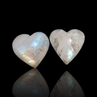 Thumbnail for 12Ct 2Pcs Natural Rainbow Moonstone Heart Cabochon LOT. Size- approx. 13x13mm and 14x13mm