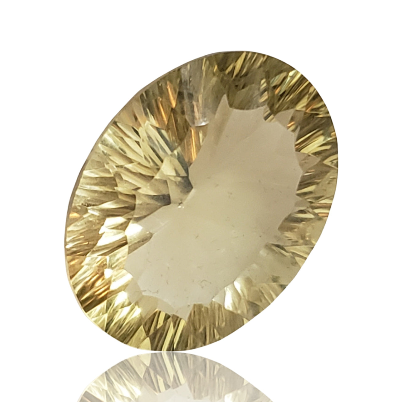 30Ct Natural Greenish-Yellow Lemon Citrine Concave Cut . Size- approx. 26x20x11mm