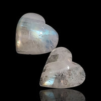 Thumbnail for 12Ct 2Pcs Natural Rainbow Moonstone Heart Cabochon LOT. Size- approx. 13x13mm and 14x13mm