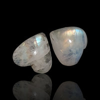 Thumbnail for 12Ct 2Pcs Natural Rainbow Moonstone Heart Cabochon LOT. Size- approx. 13x13mm and 14x13mm