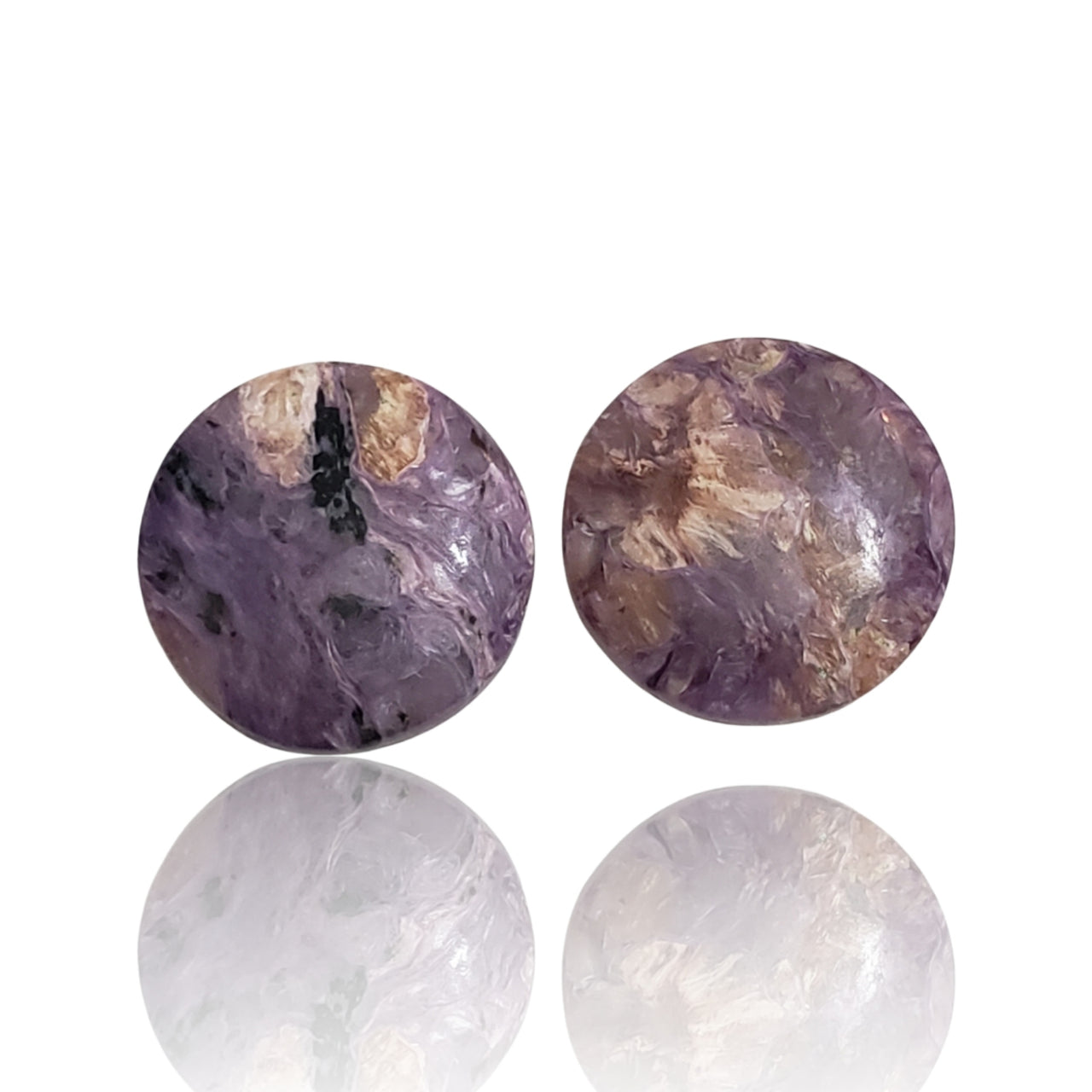 24.5Ct 2Pcs Natural Russian Charoite Cabochon Pair. Size- approx. 18mm