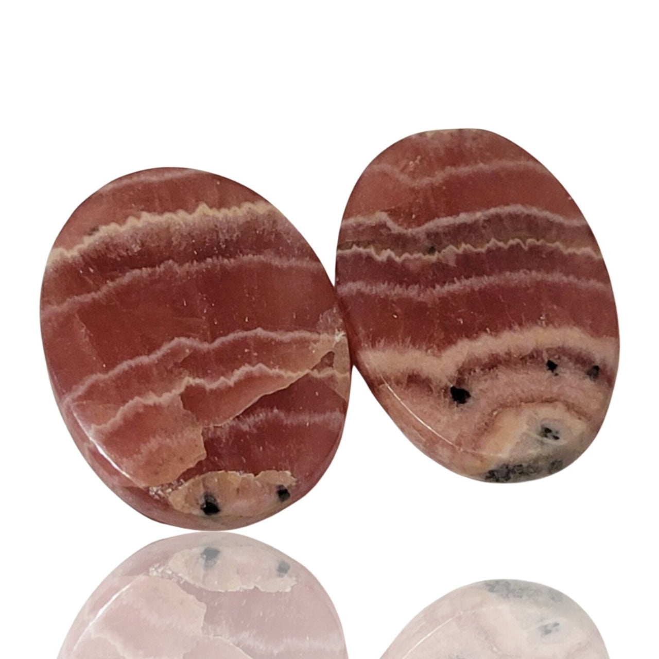 26Ct Natural Rhodochrosite Cabochon Pair. Size- approx. 21x14mm and 21x13mm