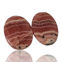 Thumbnail for 26Ct Natural Rhodochrosite Cabochon Pair. Size- approx. 21x14mm and 21x13mm