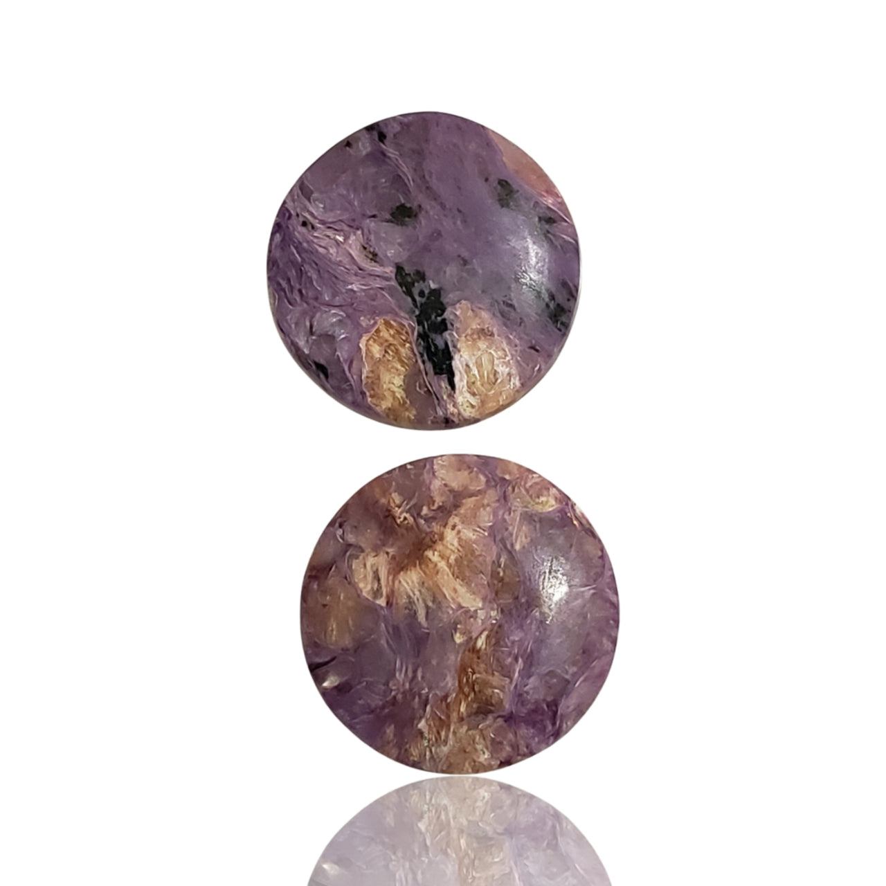 24.5Ct 2Pcs Natural Russian Charoite Cabochon Pair. Size- approx. 18mm