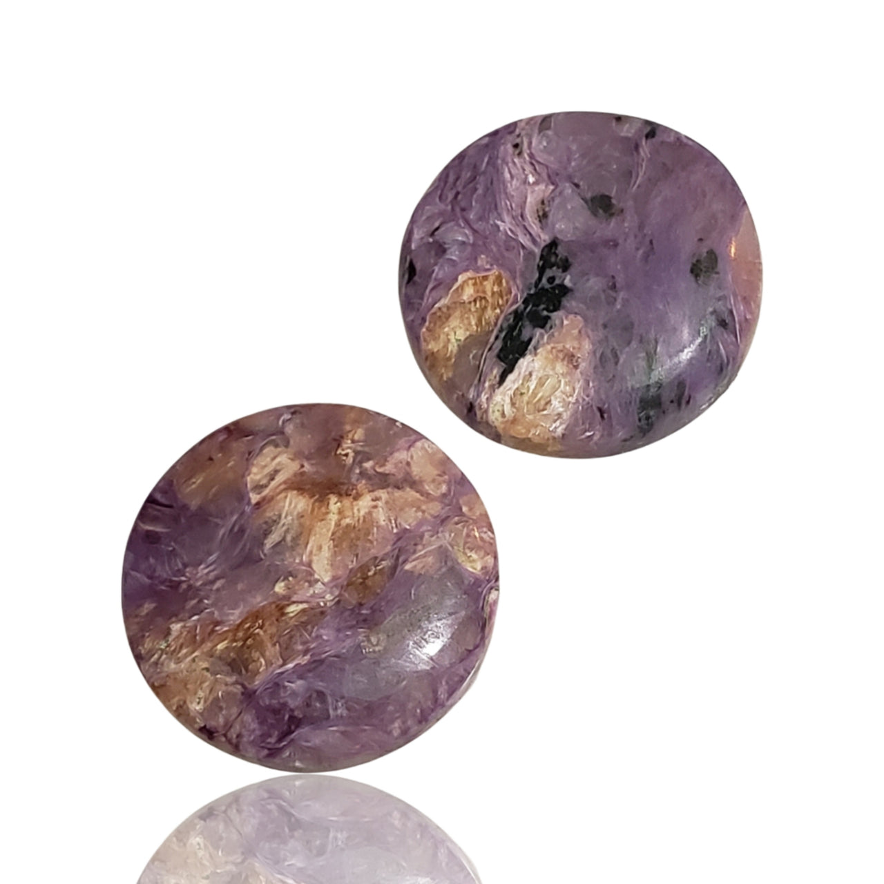 24.5Ct 2Pcs Natural Russian Charoite Cabochon Pair. Size- approx. 18mm