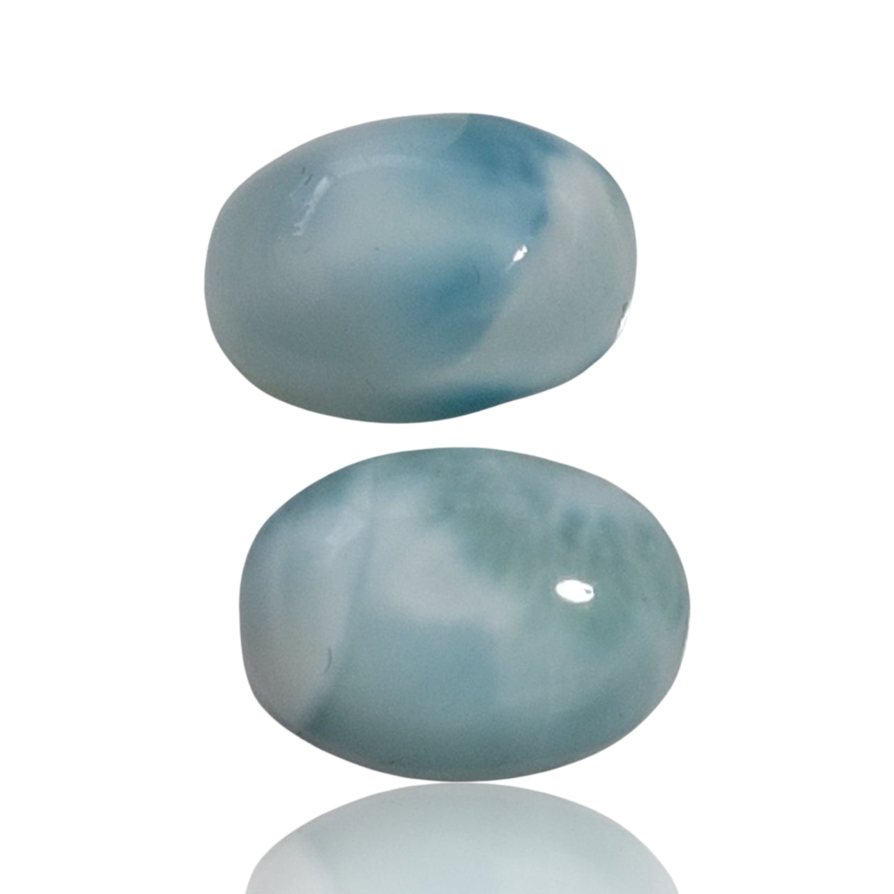 14Ct 2Pcs Natural Caribbean Larimar Cabochon Pair. Size- approx. 14x10mm