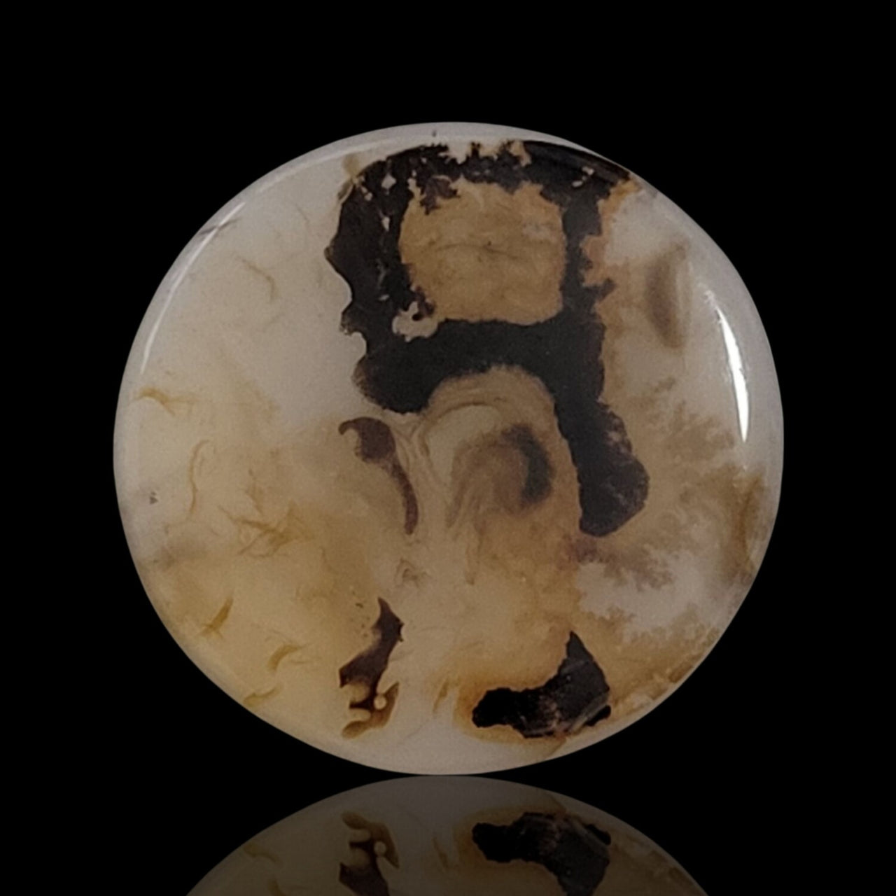 7Ct Natural Scenic Dendritic Montana Agate Slice Cabochon. Size- approx. 19mm