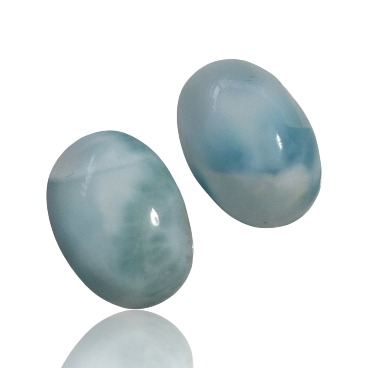 14Ct 2Pcs Natural Caribbean Larimar Cabochon Pair. Size- approx. 14x10mm