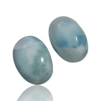 Thumbnail for 14Ct 2Pcs Natural Caribbean Larimar Cabochon Pair. Size- approx. 14x10mm