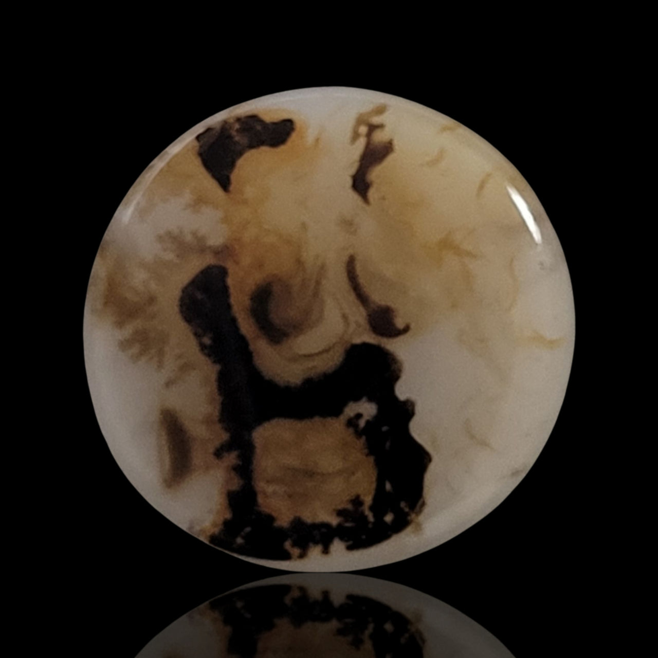 7Ct Natural Scenic Dendritic Montana Agate Slice Cabochon. Size- approx. 19mm