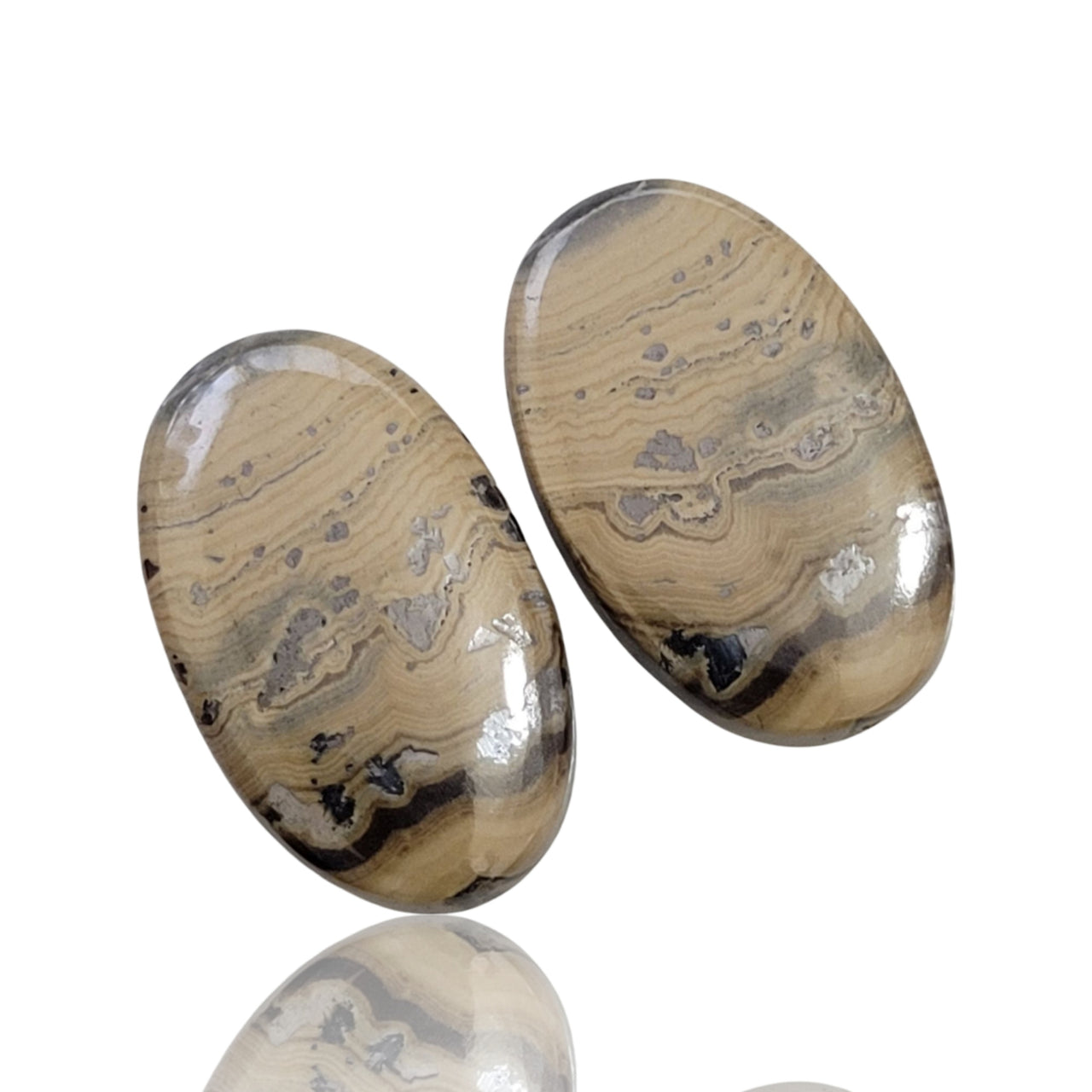 31.5Ct Natural Natural Schalenblende and Galena Cabochon Pair. Size- approx. 21x13mm