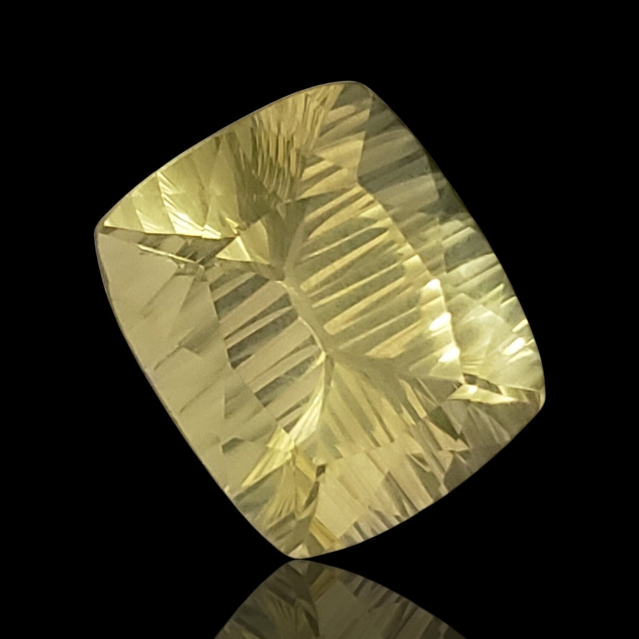 23.5Ct Natural Lemon Citrine Concave Cut Faceted. No flat base. Size- approx. 20x17x12mm