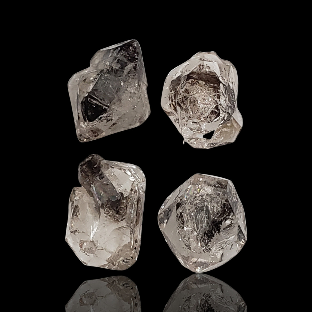 28Ct 4Pcs Natural Herkimer Diamond Rough LOT. Length range- approx. 12mm to 14mm